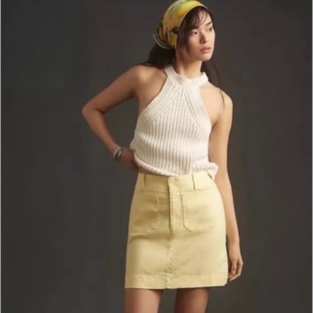NWT Anthropologie x Maeve Yellow The Colette High-Rise Skirt: Mini Edition S